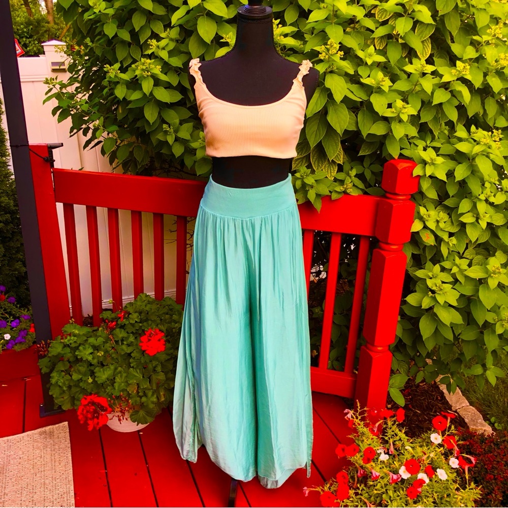 Elegant Aqua Maxi Skirt